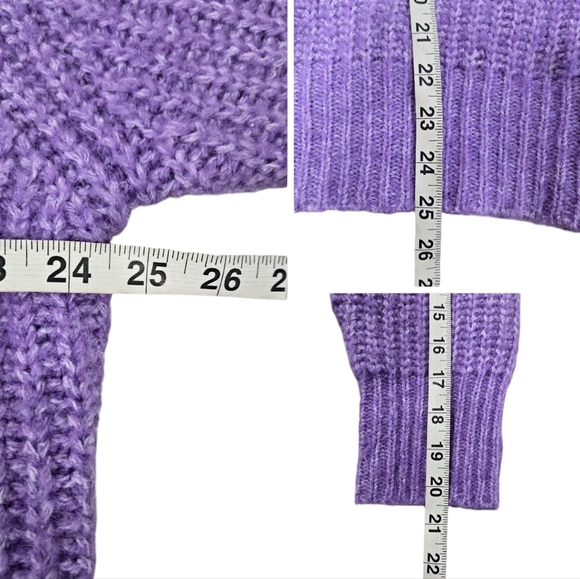 Zara Alpaca-Wool Blend Pullover Knit Ribbed Lavender Sweater - Picture 12 of 15